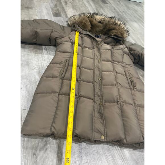 Lands End coat puffer down women’s detachable hood and back fur XL 18-20 - Picture 4 of 11